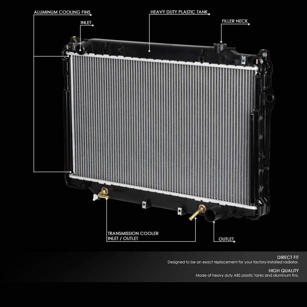 OEM-RA-1917 OE Style Bolt-On Aluminum Cooling Radiator Compatible with 96-97 Lexus LX450 / 93-97 Land Cruiser AT, 27-5/8" W X 16-3/4" H X 1-1/4" D, 1-1/2" Inlet, 1-11/16" Outlet