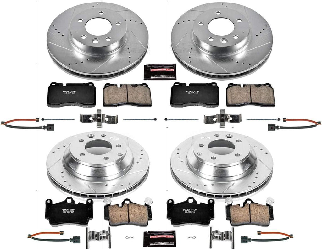 K5745 Front and Rear Z23 Carbon Fiber Brake Pads with Drilled & Slotted Brake Rotors Kit