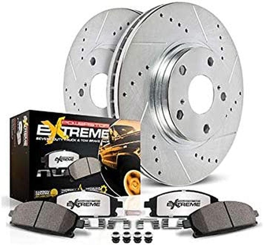 K7576-36 Front and Rear Z36 Truck & Tow Brake Kit, Carbon Fiber Ceramic Brake Pads and Drilled/Slotted Brake Rotors