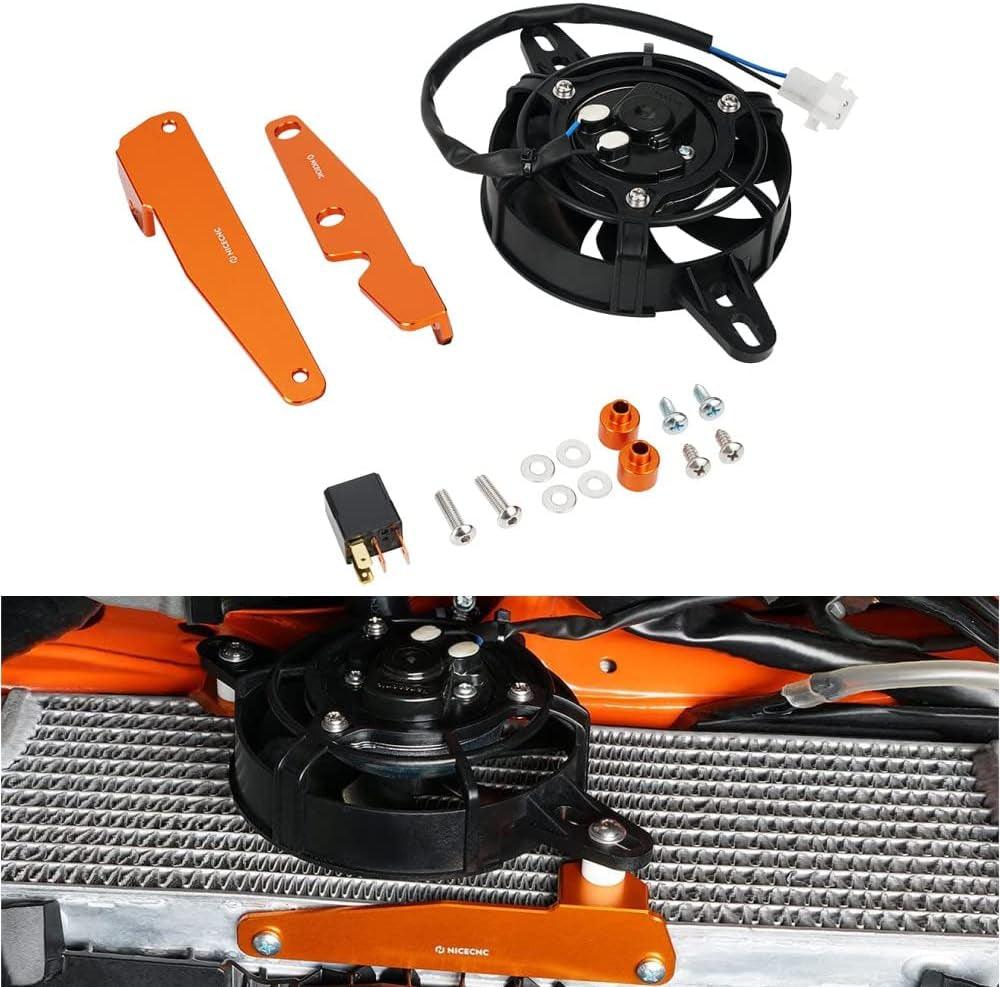 Orange Oil Change Drain Tool & Electric Radiator Cooling Fan Set 2 + 4 Stroke Compatible with KTM 250 350 450 Xcf,See Fitment
