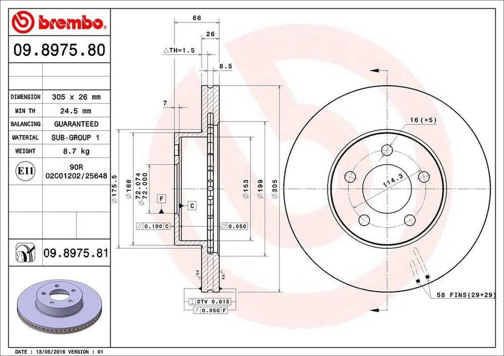 Front Disc Brake Rotor for Ranger, B4000, Explorer Sport Trac+More (09.8975.81)