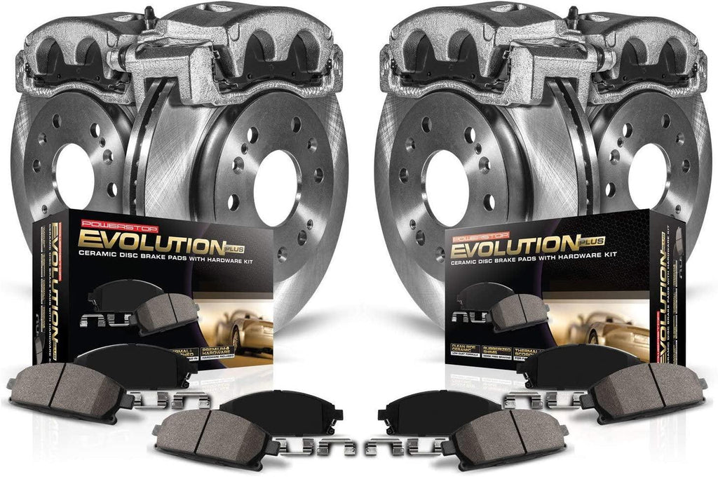 KCOE2121 Autospecialty Front and Rear Stock Replacement Caliper Kit- OE Rotors, Ceramic Brake Pads, Calipers