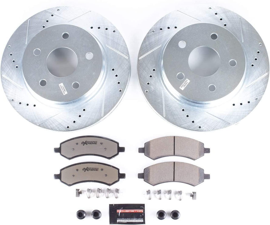 Power Stop K2163-36 Front Z36 Truck & Tow Brake Kit, Carbon Fiber Ceramic Brake Pads and Drilled/Slotted Brake Rotors
