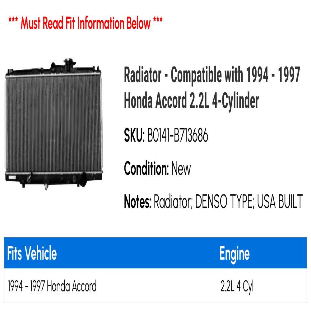 Radiator - Compatible with 1994 - 1997 Honda Accord 2.2L 4-Cylinder 1995 1996
