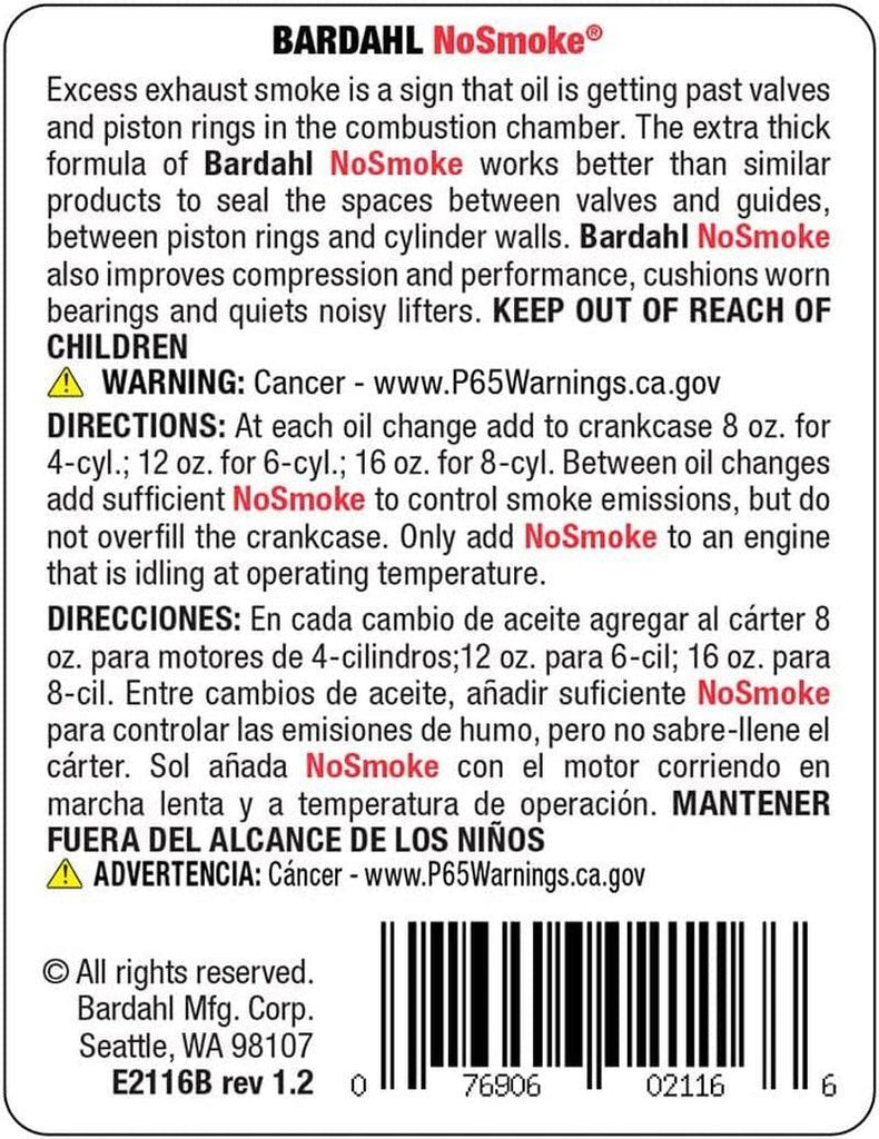 Bardahl 2116 Original Formula No Smoke Oil Additive - Reduces Oil Burning and Exhaust Smoke - 16 Fl. Oz. (Pack of 1)