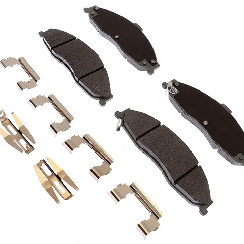 Silver 14D749CHF1 Ceramic Front Disc Brake Pad Set with Springs and Clips
