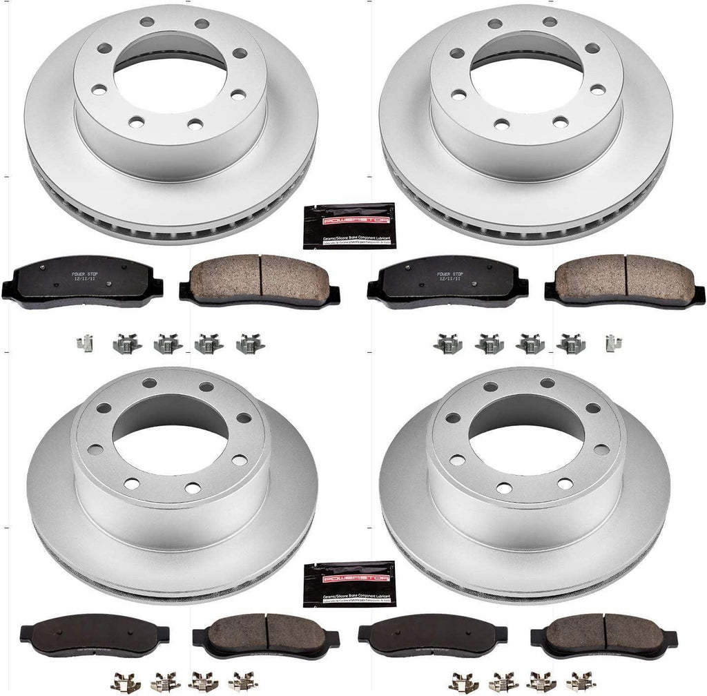 CRK5459 Coated Brake Rotor & Ceramic Brake Pads- Front & Rear