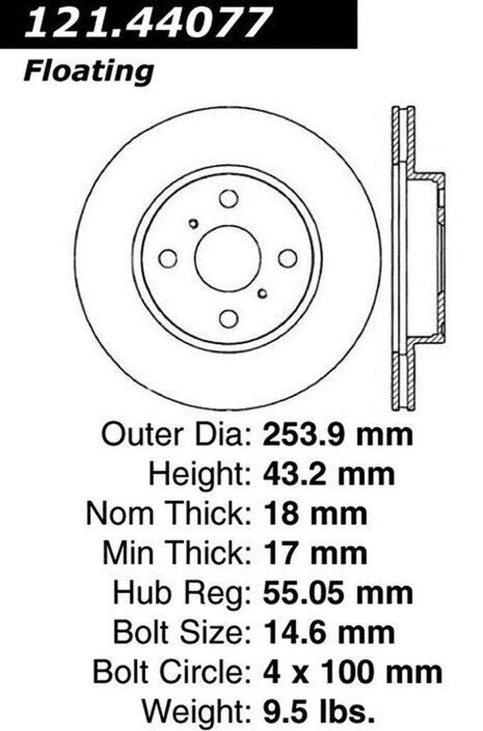 Centric Front Disc Brake Rotor for 1992-1995 Paseo (121.44077)