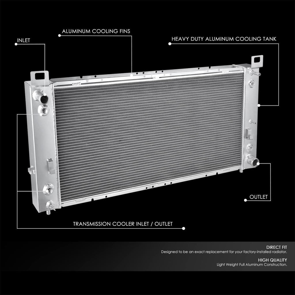 RA-ESCA-4 4-Row 34" Wide Full Aluminum Radiator Compatible with 02-14 Escalade / 99-13 Silverado 1500 2500/07-13 Avalanche / 00-14 Yukon 4.8L, 5.3L, 6.0L, 6.2L