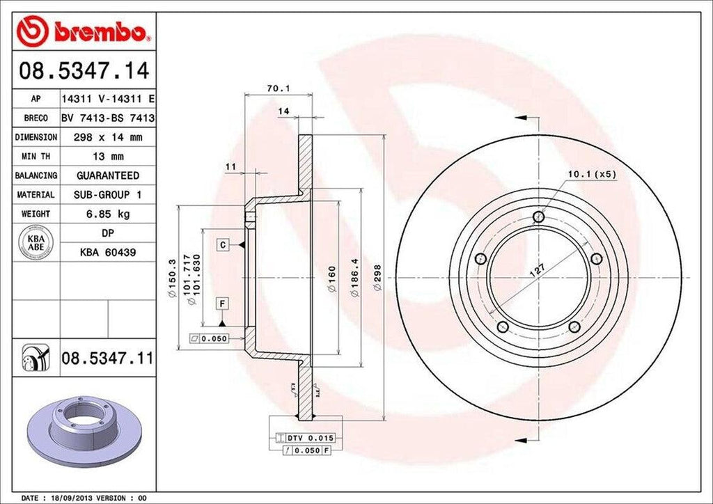 Brembo Front Disc Brake Rotor for Land Rover (08.5347.11)