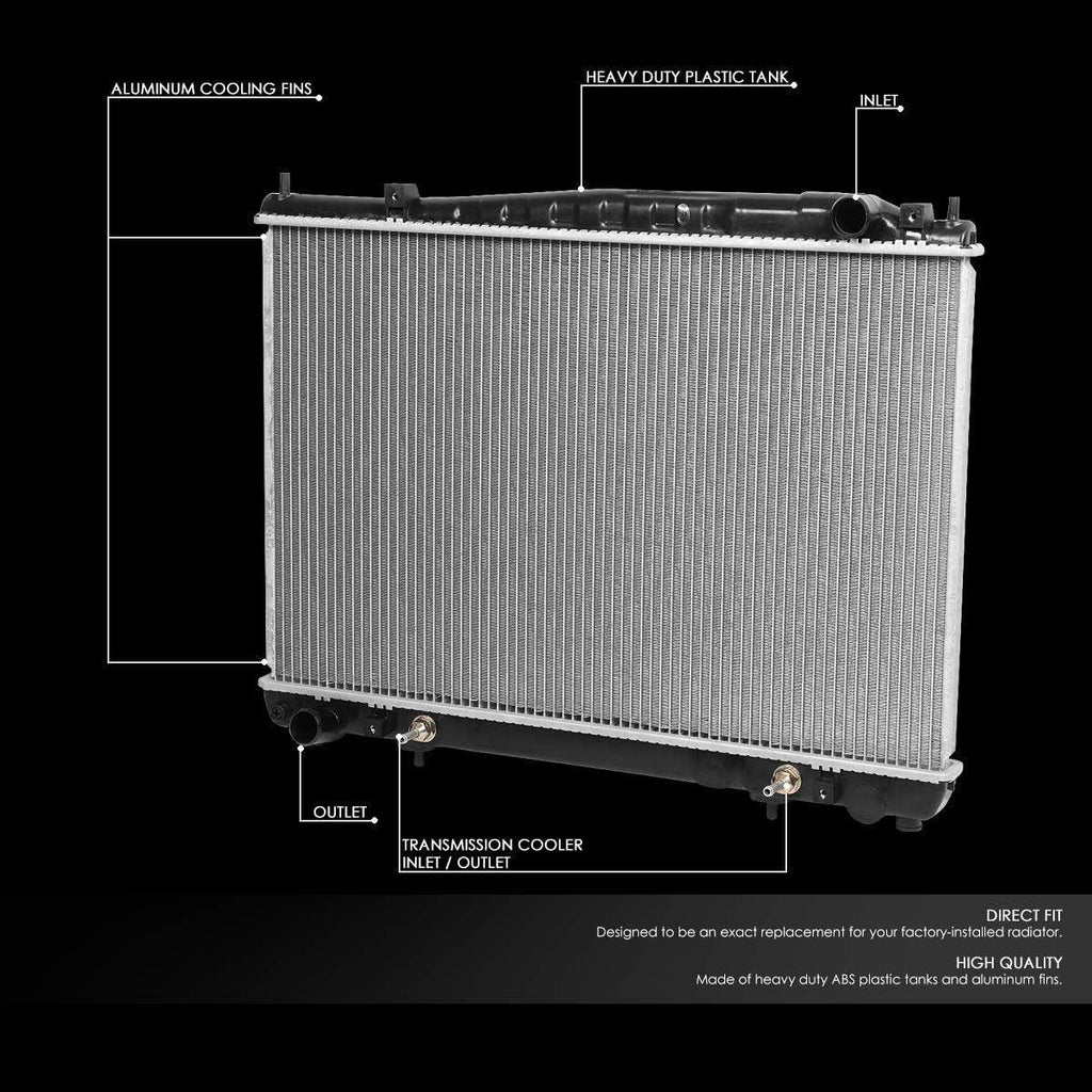 DNA Motoring  Factory Style Aluminum Radiator Compatible with 03-04 Infiniti M45 / 02-06 Q45 AT, 27-1/16" W X 17-11/16" H X 5/8" D, 1-3/8" Inlet, 1-3/8" Outlet