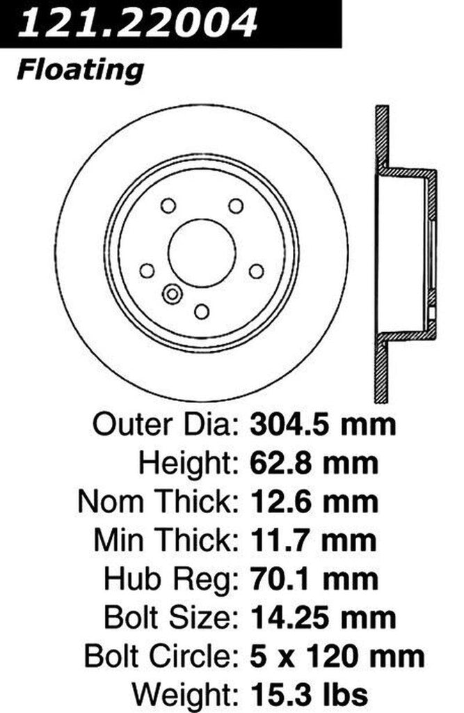 Centric Rear Disc Brake Rotor for Discovery, Range Rover (121.22004)