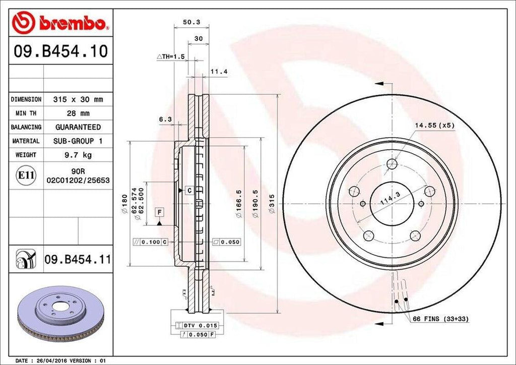 Brembo Front Disc Brake Rotor for 01-06 LS430 (09.B454.11)