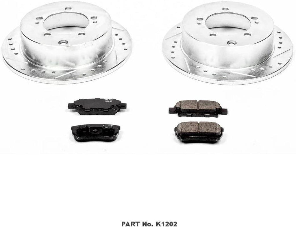 K1202 Rear Z23 Carbon Fiber Brake Pads with Drilled & Slotted Brake Rotors Kit