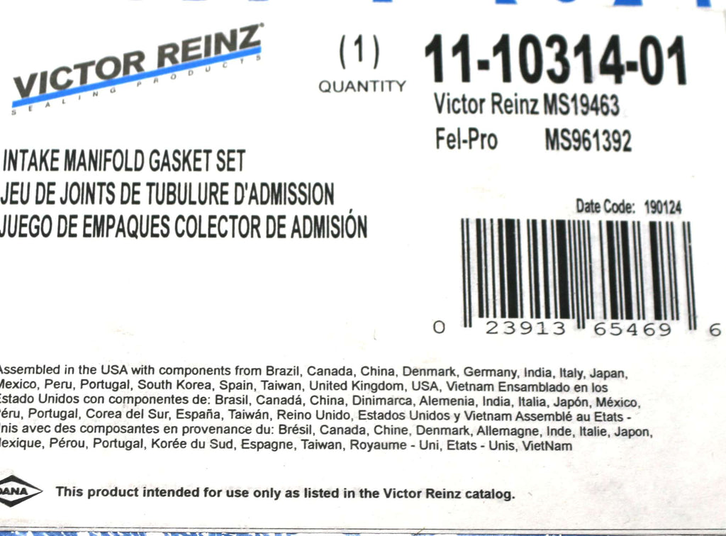 VICTOR REINZ - 11-10314-01 - GASKET - INTAKE MANIFOLD MAHLE MS19463