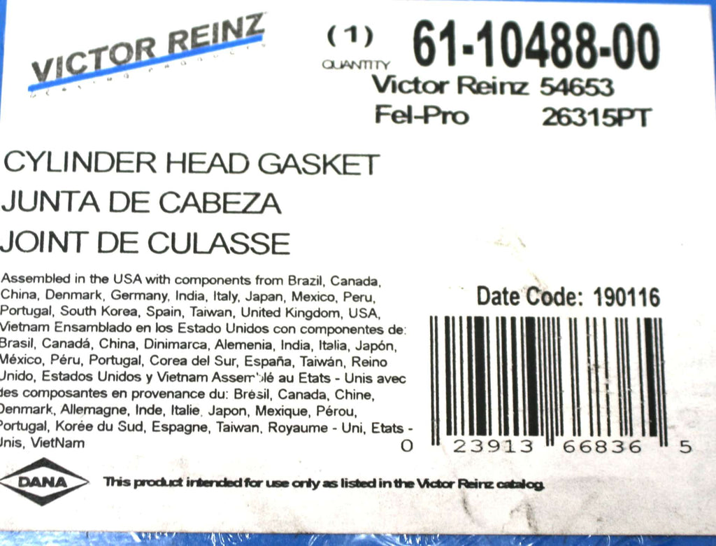 VICTOR REINZ - 61-10488-00 - GASKET - CYLINDER HEAD MAHLE 54653