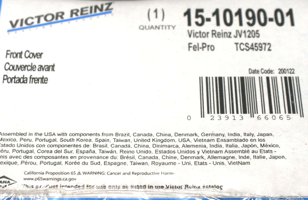 VICTOR REINZ - 15-10190-01 - GASKET SET - ENGINE TIMING COVER MAHLE JV1205