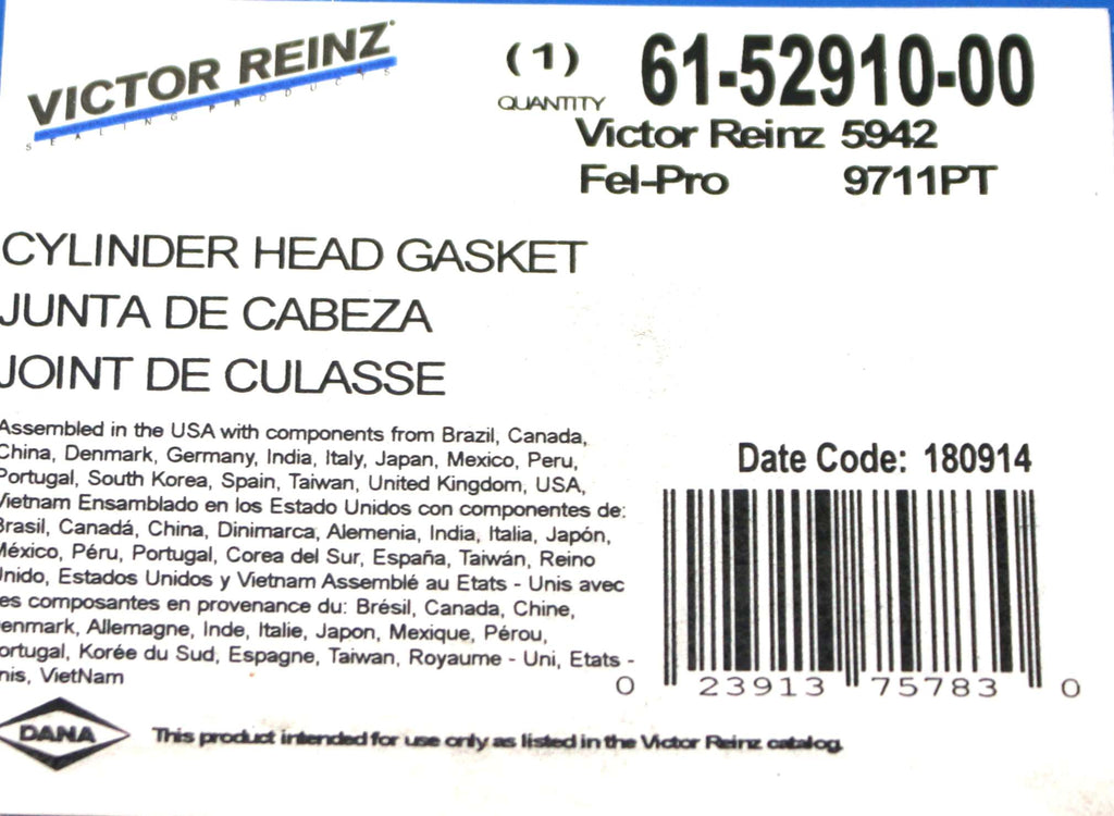VICTOR REINZ - 5942 - GASKET - CYLINDER HEAD MAHLE 5942