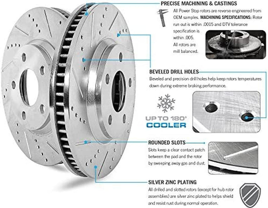 Front and Rear K6480 Carbon-Fiber Ceramic Brake Pad and Drilled and Slotted Rotor Z23 Daily Driver Kit
