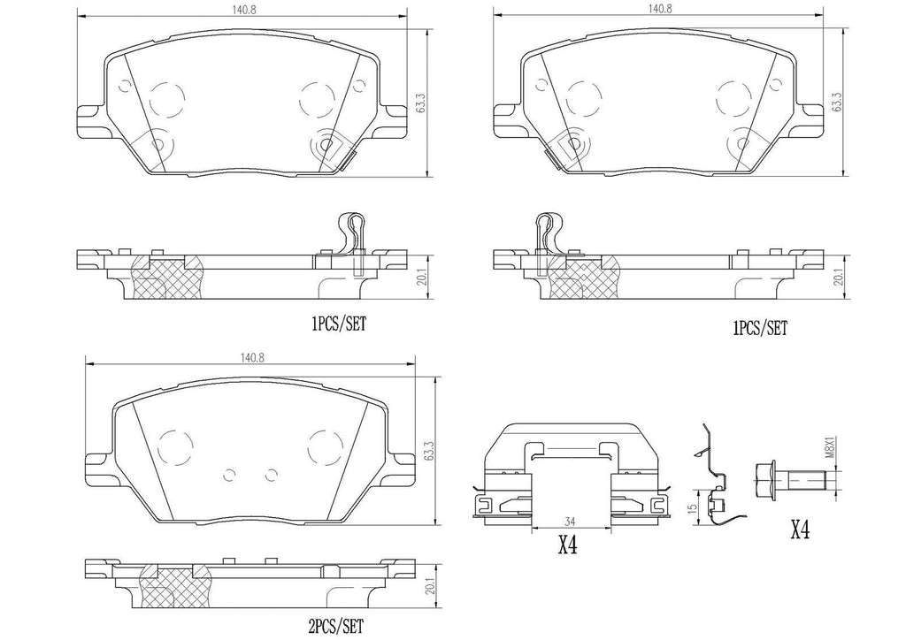 Brembo Front Disc Brake Pad Set for 500X, Compass, Renegade (P23164N)