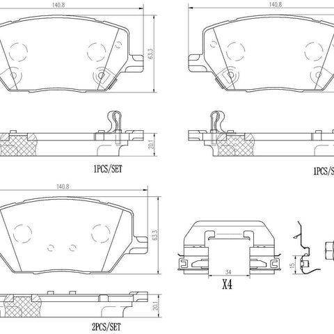 Brembo Front Disc Brake Pad Set for 500X, Compass, Renegade (P23164N)