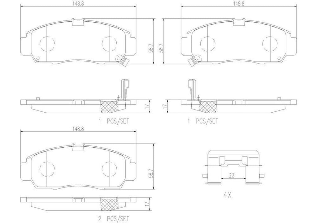 Brembo Front Disc Brake Pad Set for Civic, TSX, Accord, TL, RL, CL (P28034N)