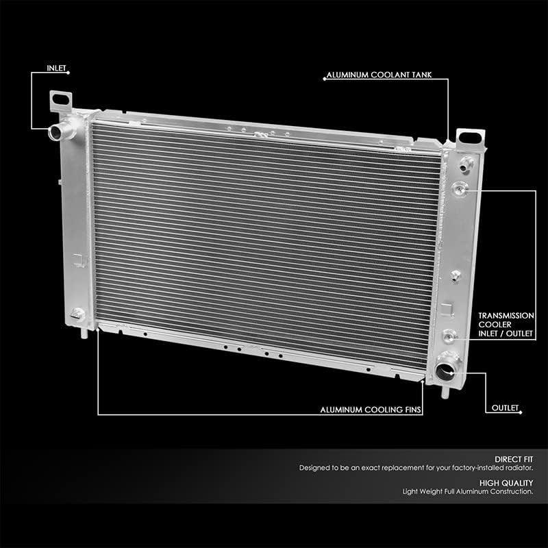 RA-SILVERADO99-2 2-Row Full Aluminum Radiator Compatible with 99-06 Silverado 2500/Suburban 1500/Yukon/Yukon XL 1500/Sierra 1500/Sierra 2500, 4.8L/ 5.3L V8, Metallic