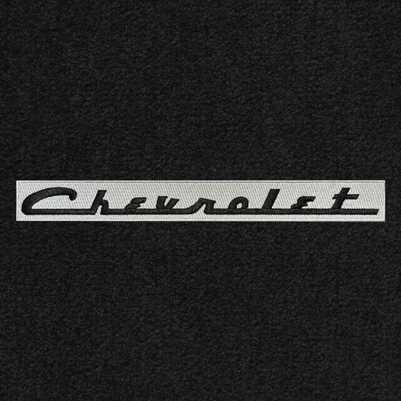 Lloyd Velourtex Front Carpet Mats for '58 Chevy Biscayne W/Black on Silver Chevy