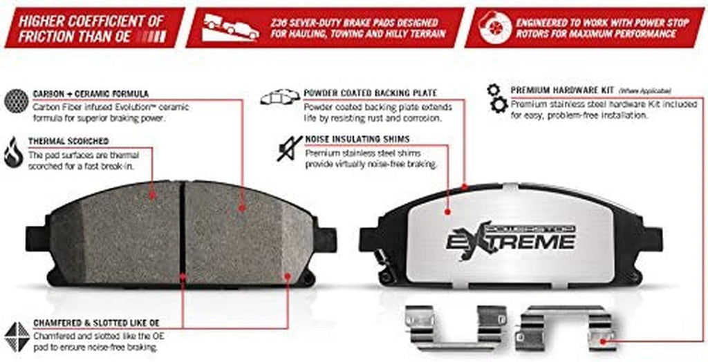 K6258-36 Front Z36 Truck & Tow Brake Kit, Carbon Fiber Ceramic Brake Pads and Drilled/Slotted Brake Rotors
