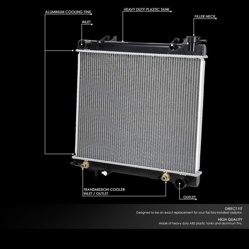 OEM-RA-2883 1-Row OE Style Bolt-On Aluminum Core Radiator Replacement Compatible with 05-11 Dakota / 06-09 Raider at MT, 21-7/8" W X 17-11/16" H X 1" D, 1-9/16" Inlet, 1-13-16" Outlet