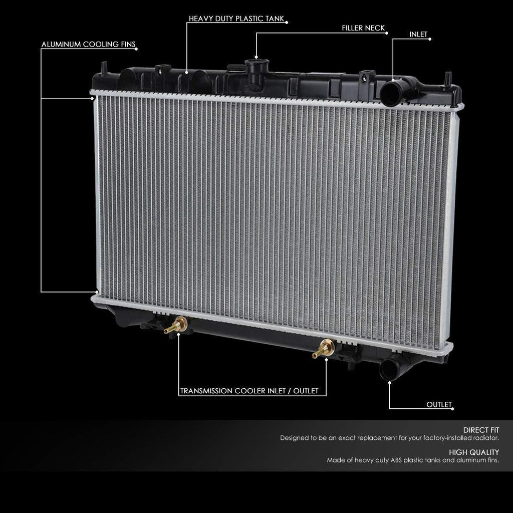 OEM-RA-2413 OE Style Aluminum Cooling Radiator Compatible with 99-02 Infiniti G20 AT, 27-1/16" W X 14-1/8" H X 5/8" D, 1-3/8" Inlet / 1-3/8" Outlet