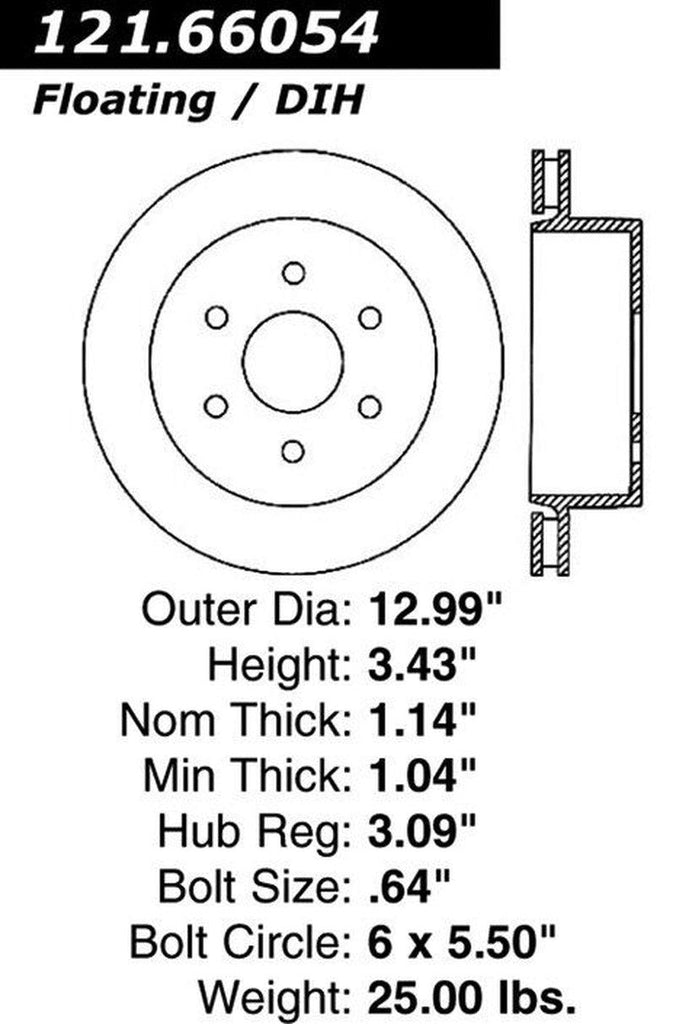 Centric Rear Disc Brake Rotor for Express 2500, Savana 2500 (121.66054)