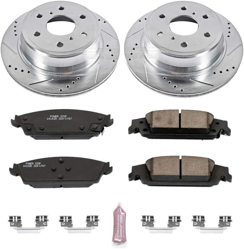 K6562 Rear Z23 Carbon Fiber Brake Pads with Drilled & Slotted Brake Rotors Kit