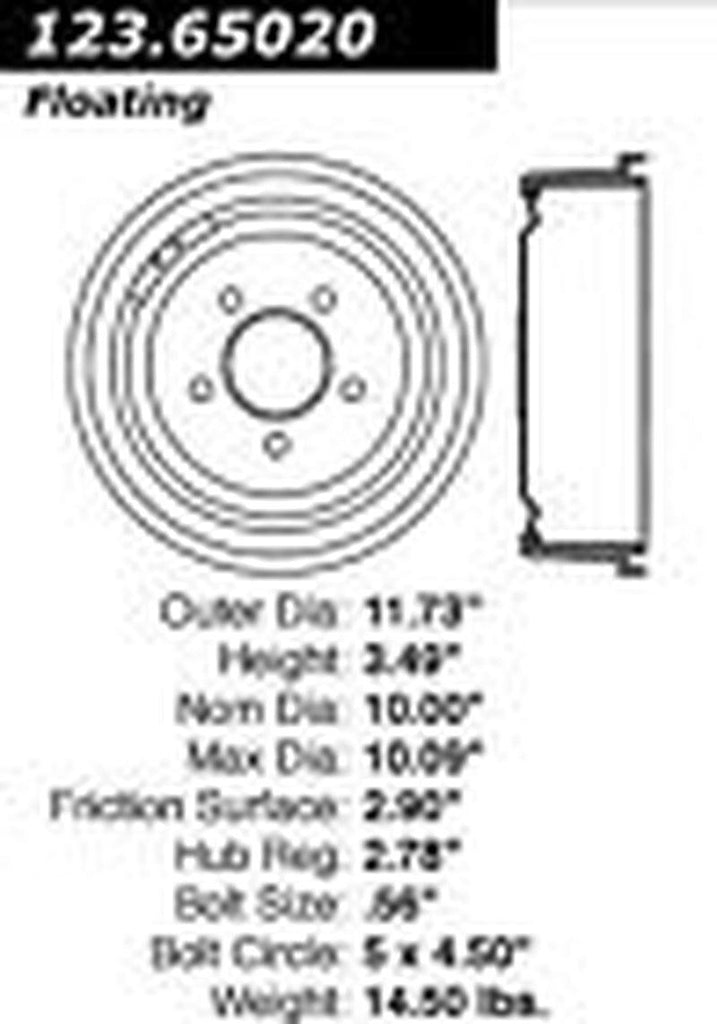 Centric Brake Drum for F-100, F-150 123.65020