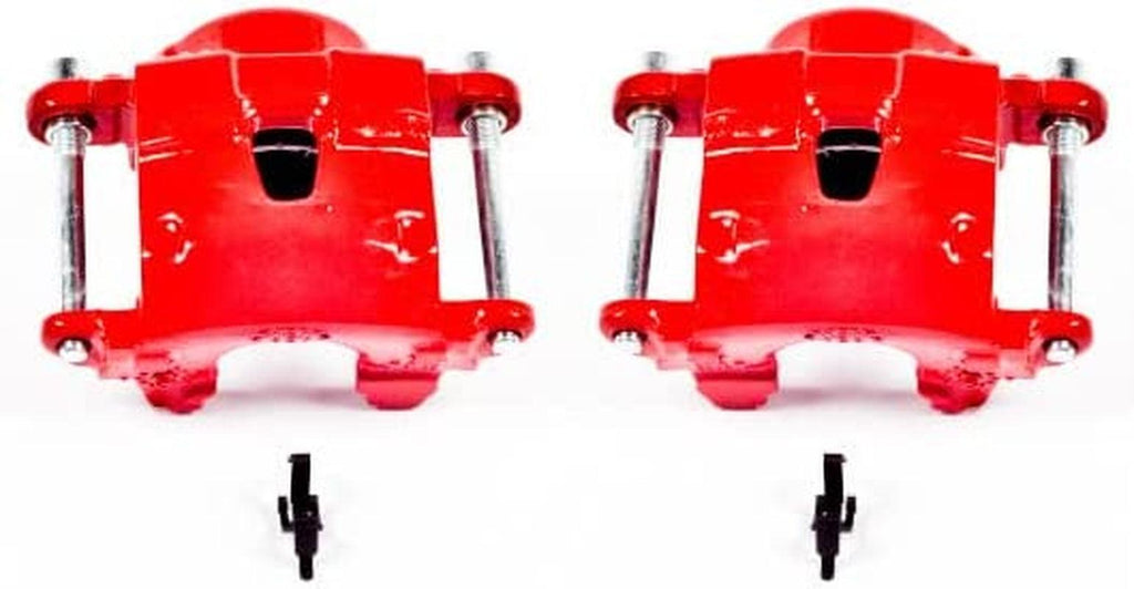 Front S4071 Pair of High-Temp Red Powder Coated Calipers