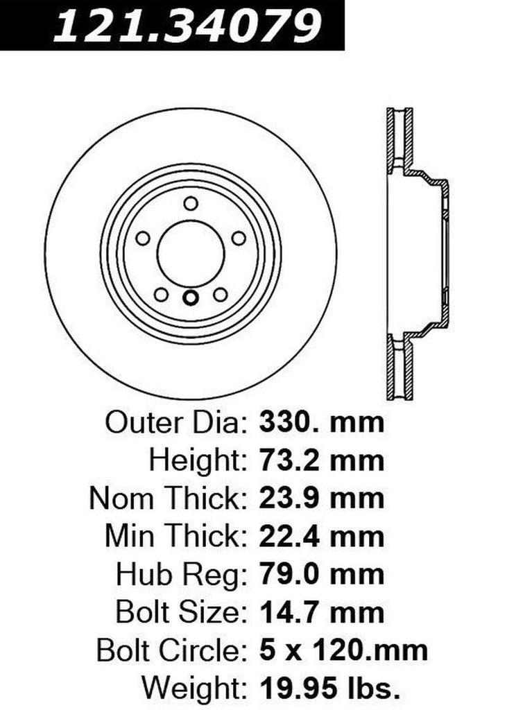 Centric Front Disc Brake Rotor for BMW (121.34079)