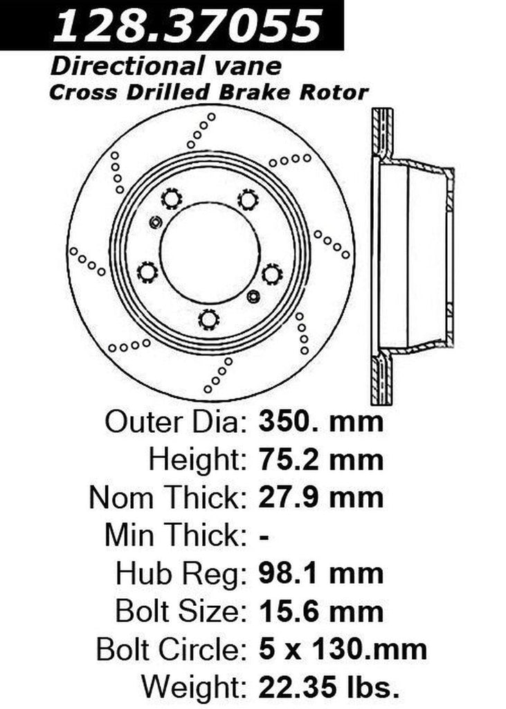 Centric Rear Passenger Side Disc Brake Rotor for Panamera, 911 (128.37055)