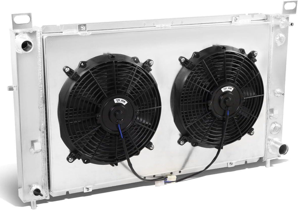 RA+FS-SILVERADO99-2 3-Row Full Aluminum Radiator with Fan Shroud Compatible with 00-07 Yukon / 99-06 Sierra 1500/02-05 Escalade at 4.8L/ 5.3L V8