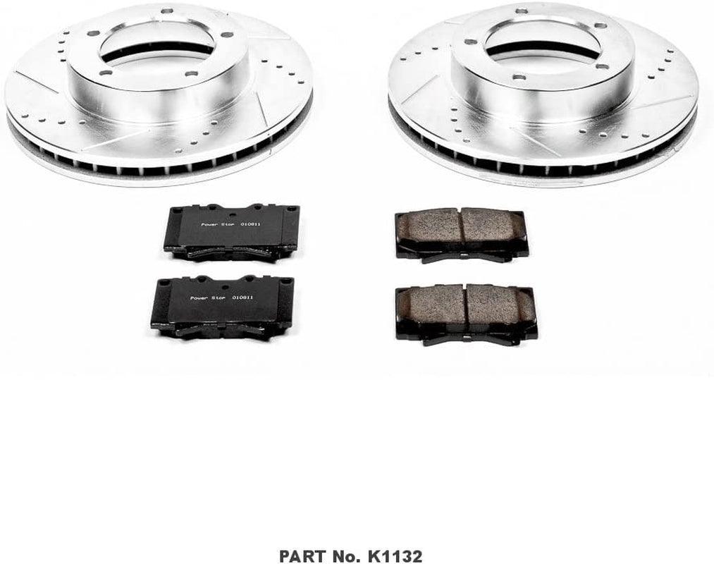 K1132 Front Z23 Carbon Fiber Brake Pads with Drilled & Slotted Brake Rotors Kit