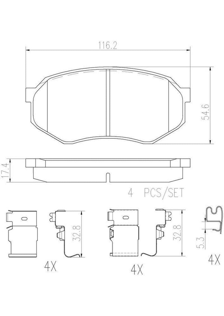 Brembo Front Disc Brake Pad Set for 1995-2004 Tacoma (P83122N)