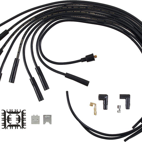 5040K Spark Plug Wire Set - 8Mm - Universal - Black Wire with Black Straight Boots