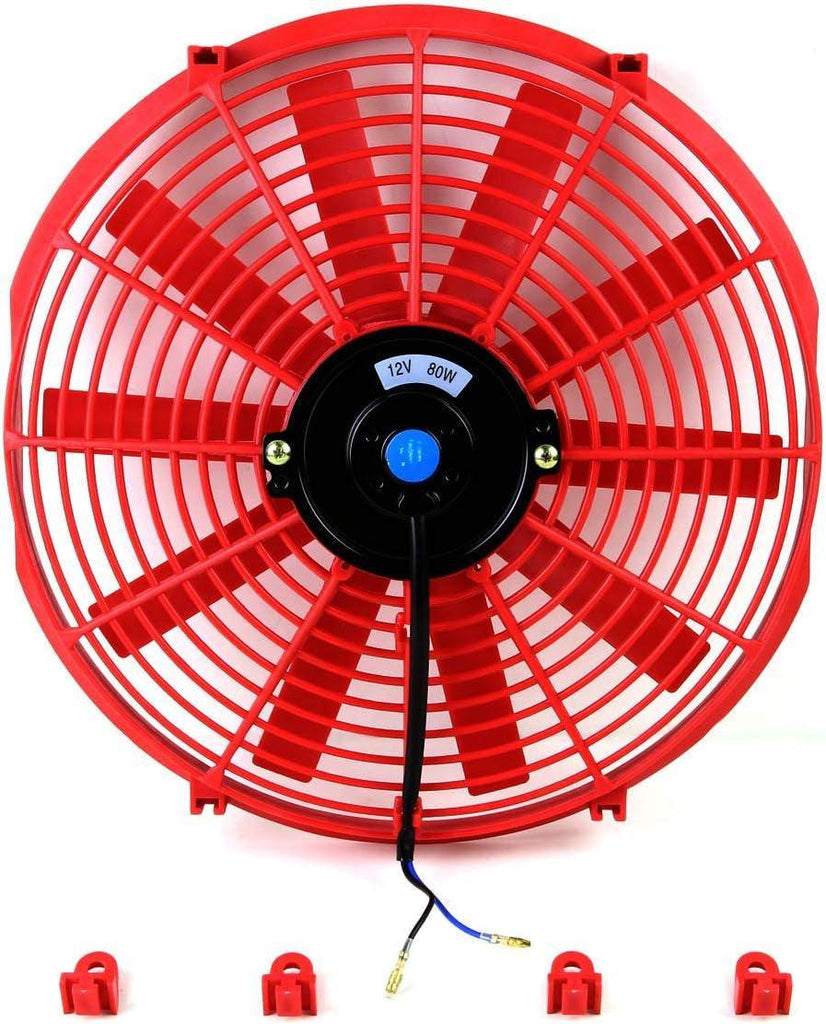 RAF-14-RD+FMK-X2 2Pcs 14" Inch Electric Radiator Cooling Fan Kit (Red)