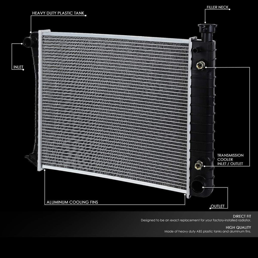 OEM-RA-0434 434 Aluminum Radiator Compatible with 88-93 C1500 C2500 C3500 K1500 K2500 K3500 AT,20-3/4"W X 17-1/4" H X 1-1/4" D,1-5/16" Inlet / 1-9/16" Outlet
