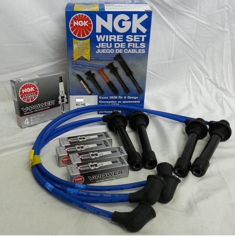 Honda CRV Integra NGK Japan Blue Spark Plug Wire Set with Plugs HE56 and ZFR6F11