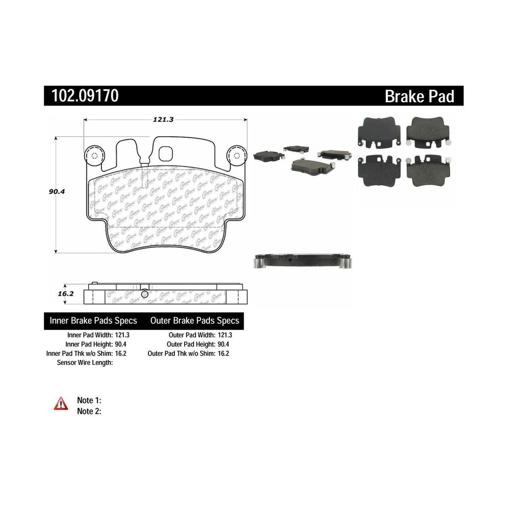 Centric Front Disc Brake Pad for Boxster, Cayman, Carrera GT, 911 (102.09170)