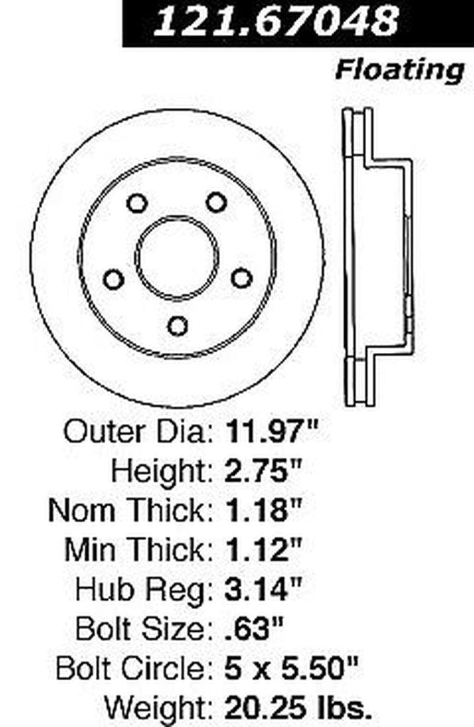 Centric Front Disc Brake Rotor for Dodge (121.67048)