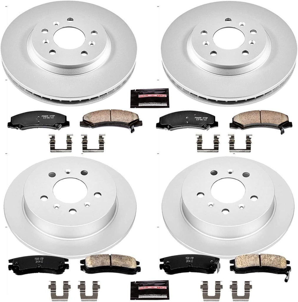 CRK1438 Coated Brake Rotor & Ceramic Brake Pads- Front & Rear