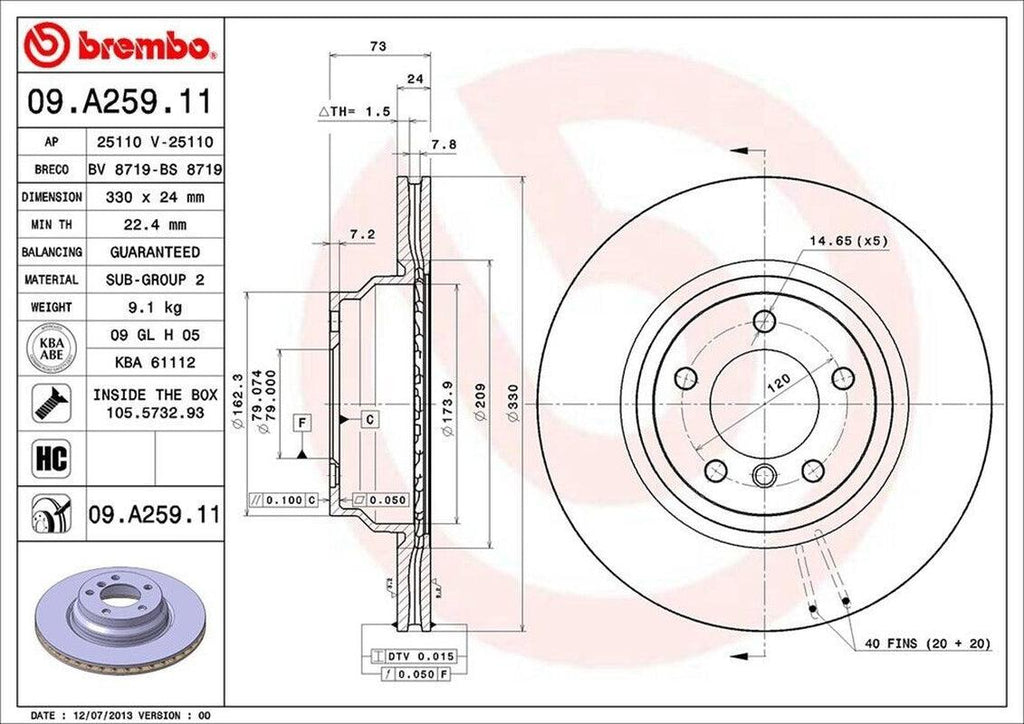 Brembo Front Disc Brake Rotor for 330I, 330Xi (09.A259.11)