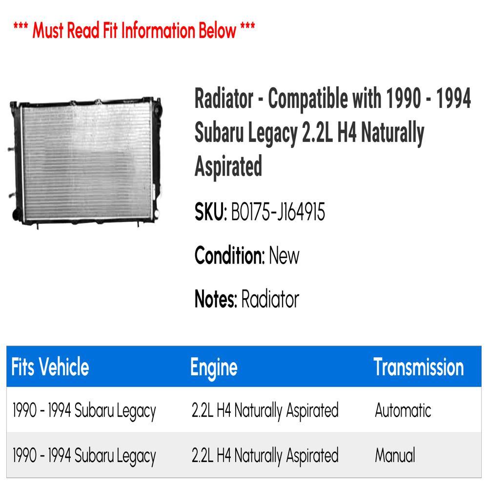 Radiator - Compatible with 1990 - 1994 Subaru Legacy 2.2L H4 Naturally Aspirated 1991 1992 1993