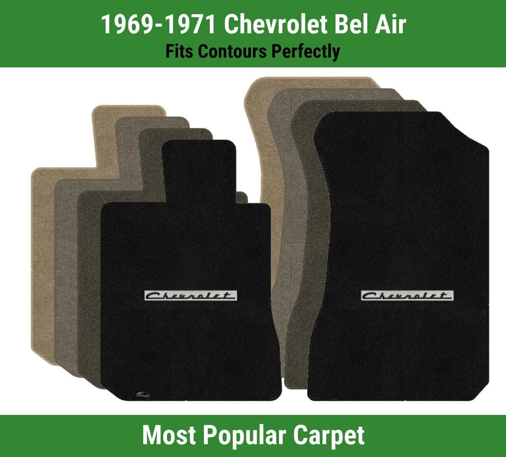 Lloyd Ultimat Front Carpet Mats for '69-71 Chevy Bel Air W/Black on Silver Chevy